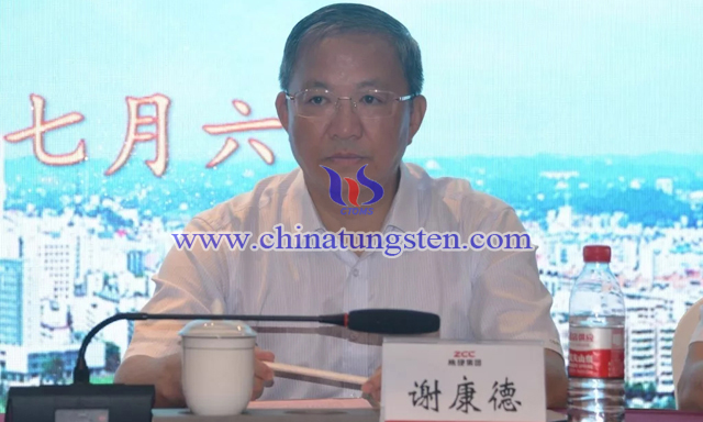 中國鎢業(yè)協(xié)會主席團(tuán)主席、中鎢高新材料股份有限公司總經(jīng)理、黨委副書記謝康德講話