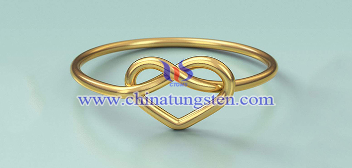 gold plated tungsten alloy heart ring picture